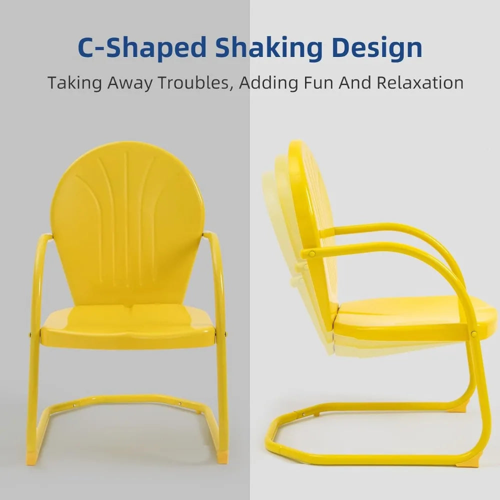 Retro Metal Patio Bistro 2 Motion Armchairs And Table Set