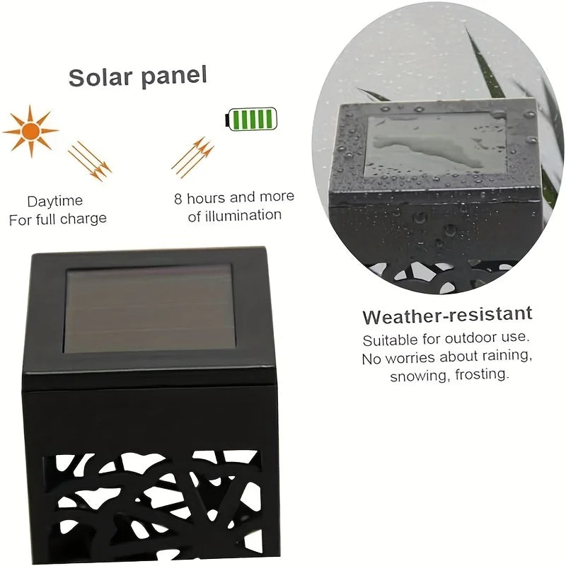 6PCS Solar Powered LED Garden Stake Lights Decorative Hollow-Out Lawn Lamps, Waterproof Outdoor Landscape Lighting