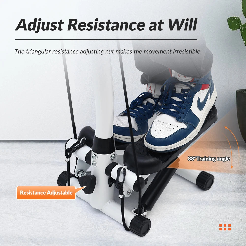 Home Fitness Stepper Machine with LCD Display and Resistance Bands for Leg Waist and Abdomen Training