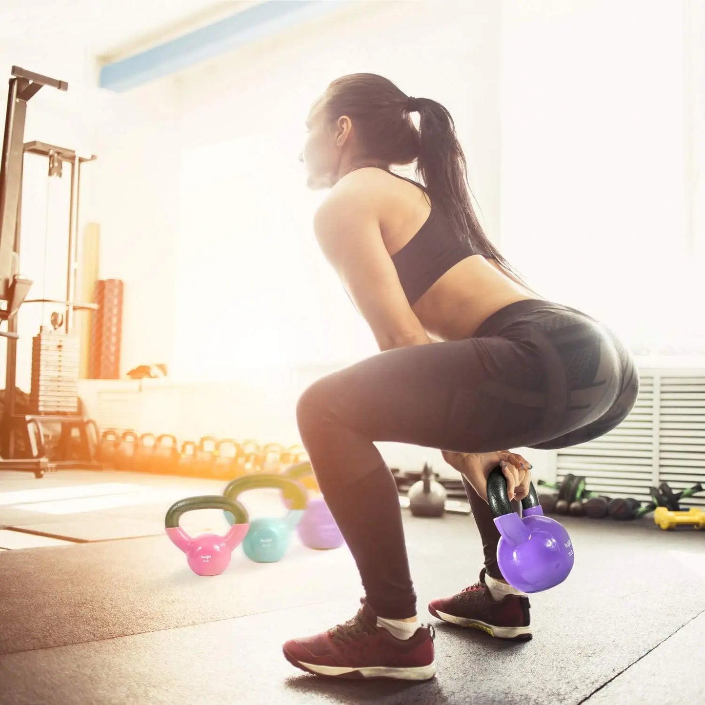 Kettlebell Set Vinyl Coated Weights Combo for Full Body Workout Push Up and Grip Strength Training Multicolor