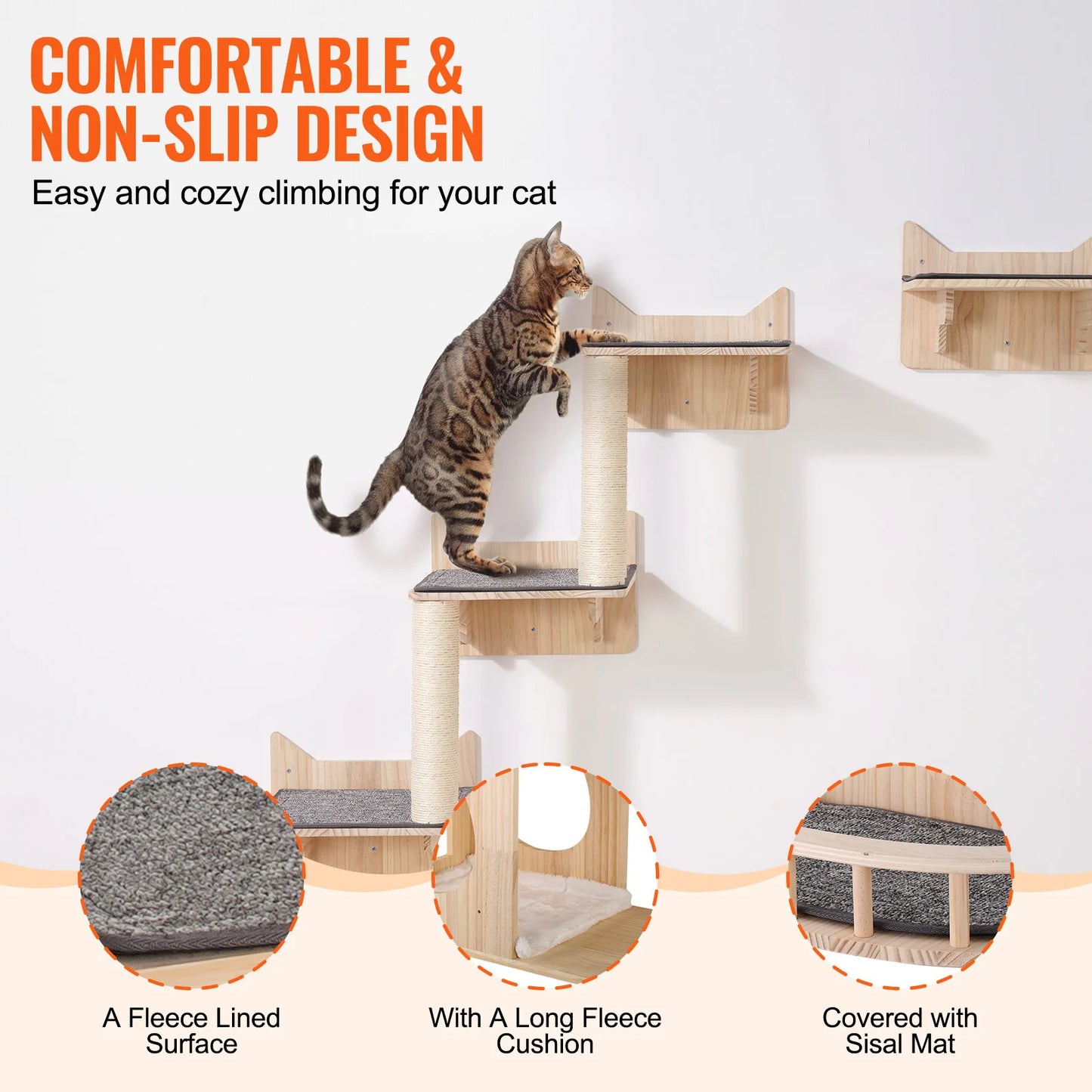 VEVOR Wall Mounted Cat Shelves Cat Floating Furniture Set
