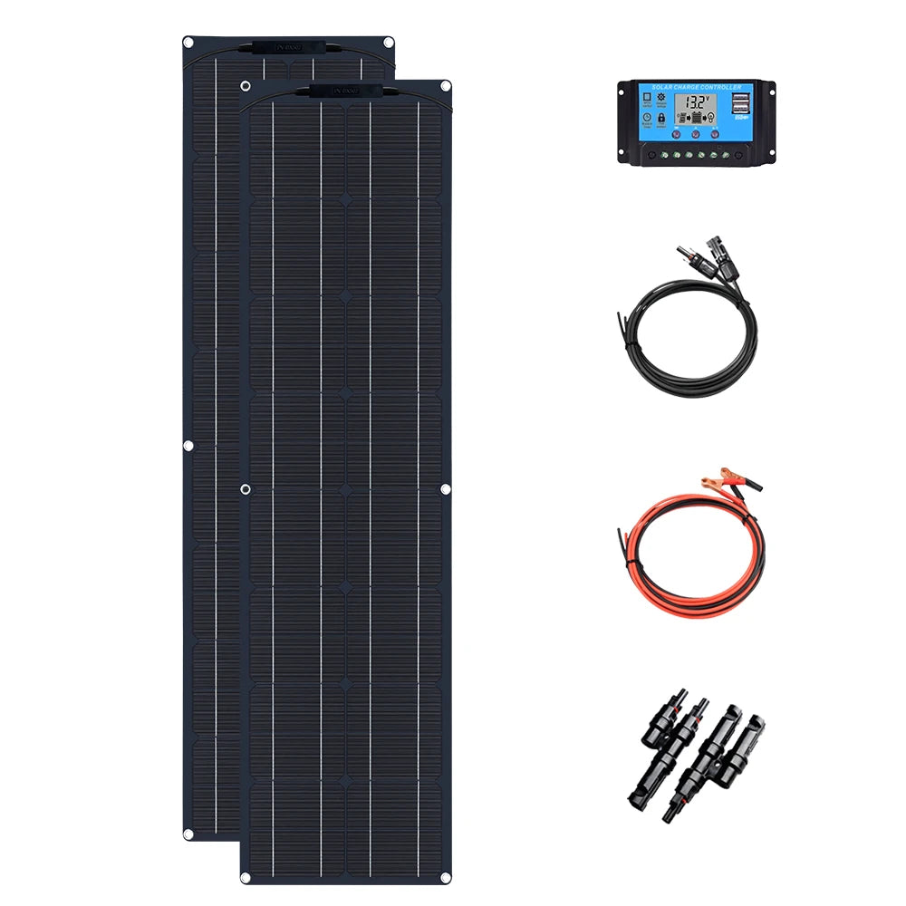 WUZECK Flexible Solar Panel kit 50 Watt  PV Module 100 Watt 12V 24V Solar cable Cell home outdoor Car Boat Battery camping trip