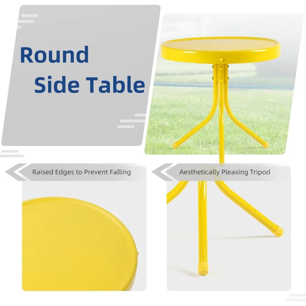 Retro Metal Patio Bistro 2 Motion Armchairs And Table Set