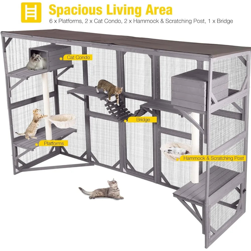 Catio Outdoor Cat Enclosure Wall Mounted Wooden Cat House