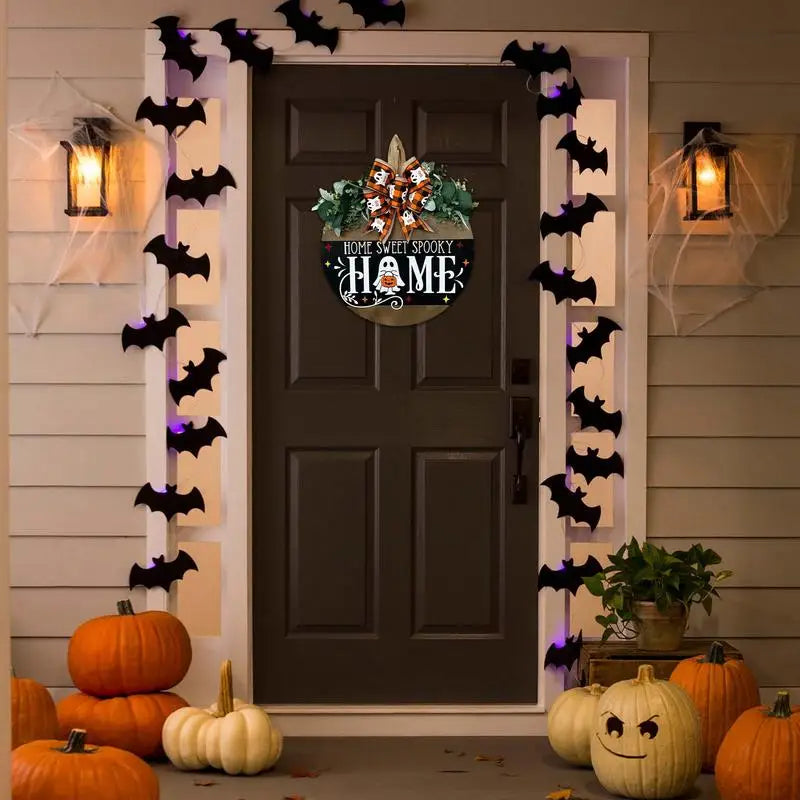 Seasonal Welcome Sign Welcome Door HOME Sign Spooky Decor Rustic Round Wood Wreaths For Halloween And Thanksgiving Festive