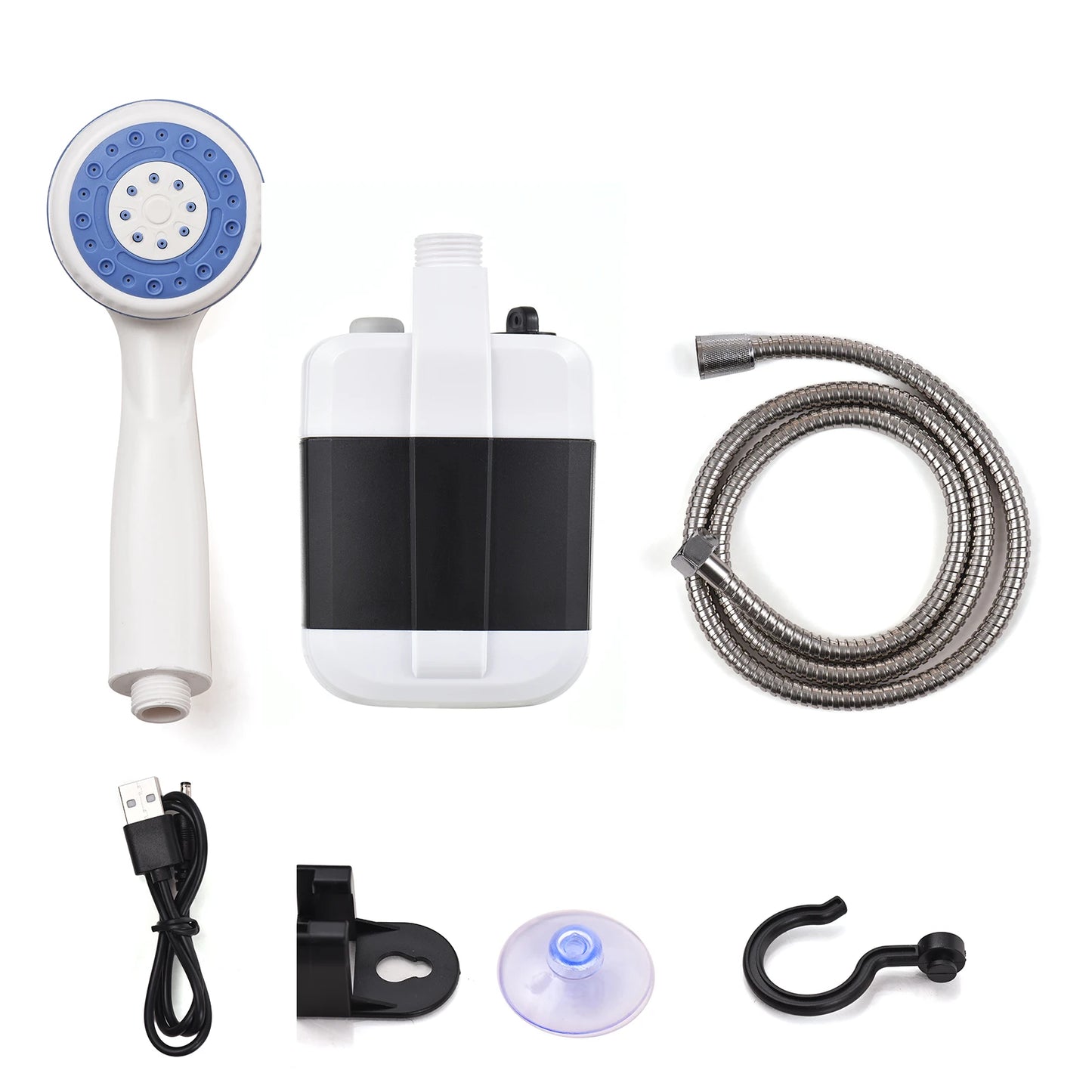 Portable rechargeable camping shower outdoor electric shower pump suitable for camping car washing, gardening, pet cleaning