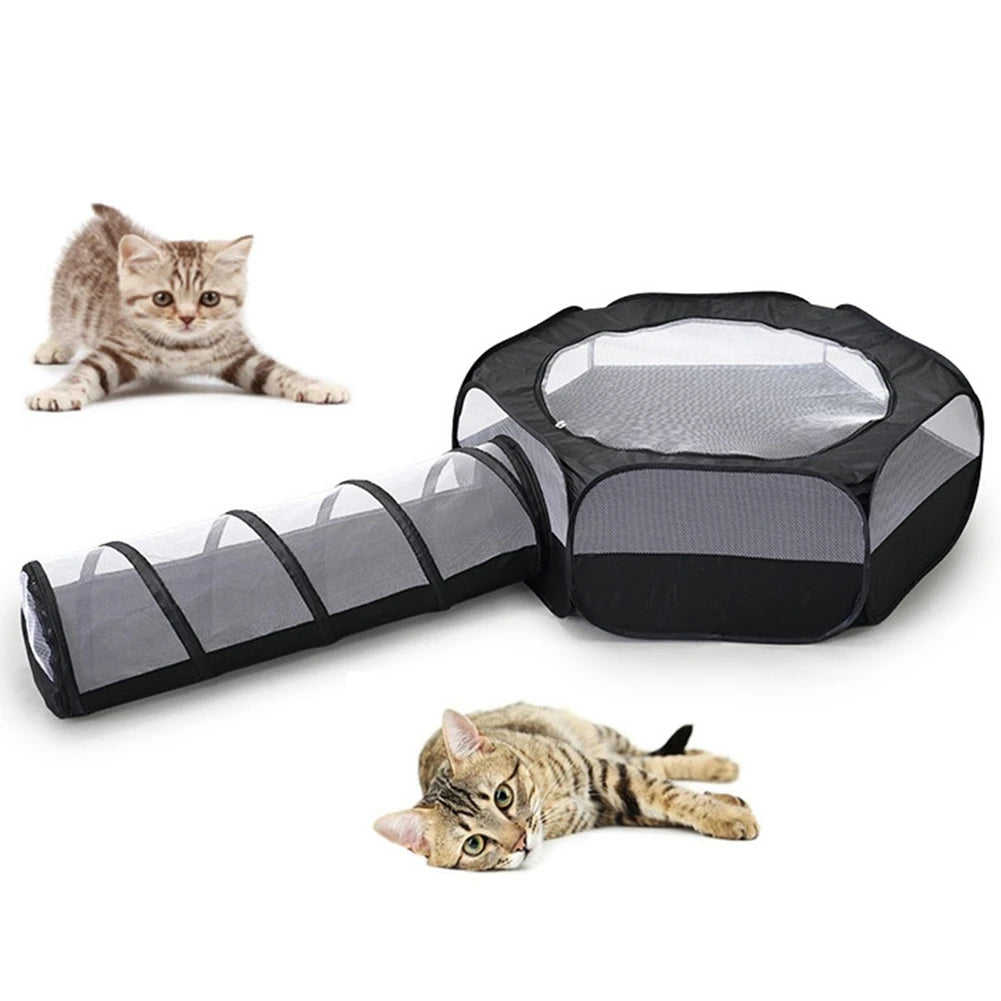 2 In 1 Foldable Cat Tunnel And Nest Toy Multifunctional Rabbit Cage Pet Supplies Cloth Material For Cats