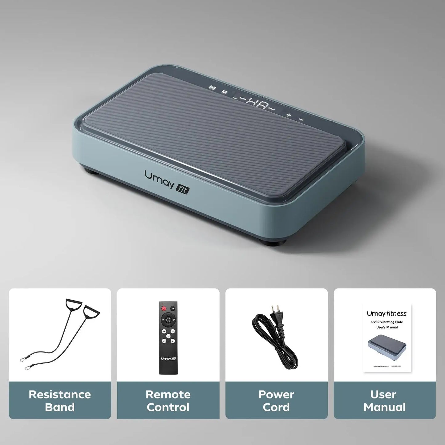 Umay Fitness Vibration Board Blue and White Full Body Home Workout Machine with Ring Band for Improved Blood and Lymphatic Circulation