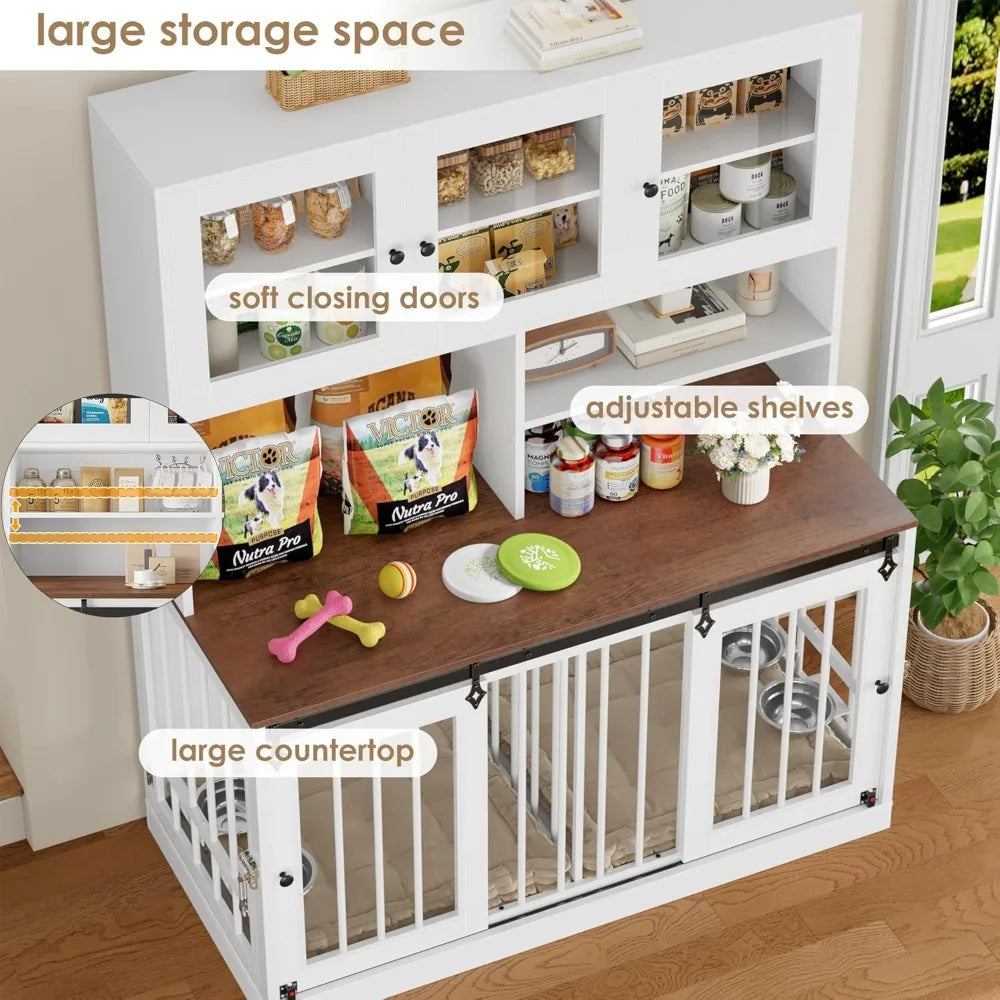 HUANZHUANG Large Dog Crate With Divider For Two Pets