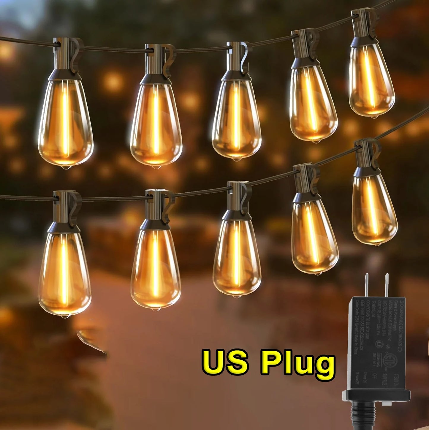 ST38 String Lights Outdoor 28FT 1/2/3 Pack with US Plug 10+1 LED Patio Fairy Garden Lamps for Home Xmas New Year Party Halloween