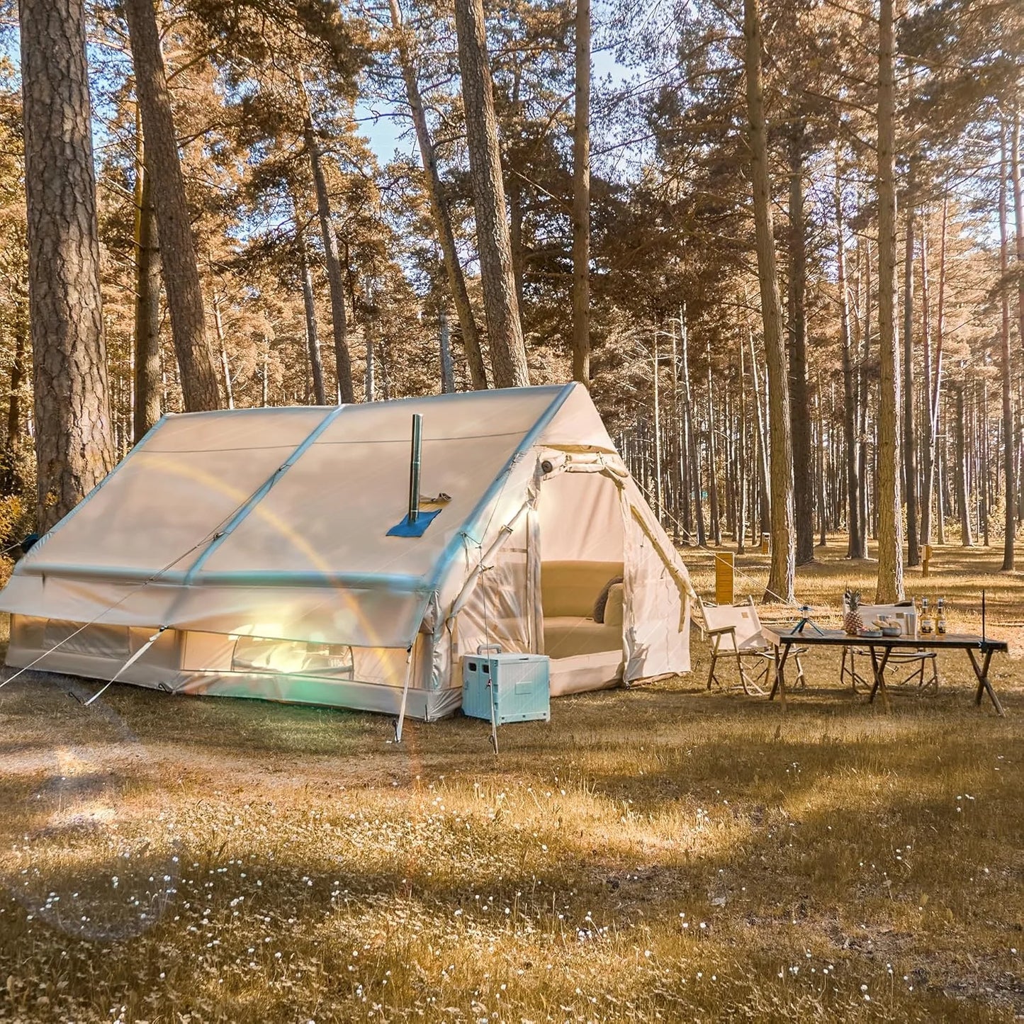 Inflatable Camping Tents 8-10 Person with Stove Jack and Windows