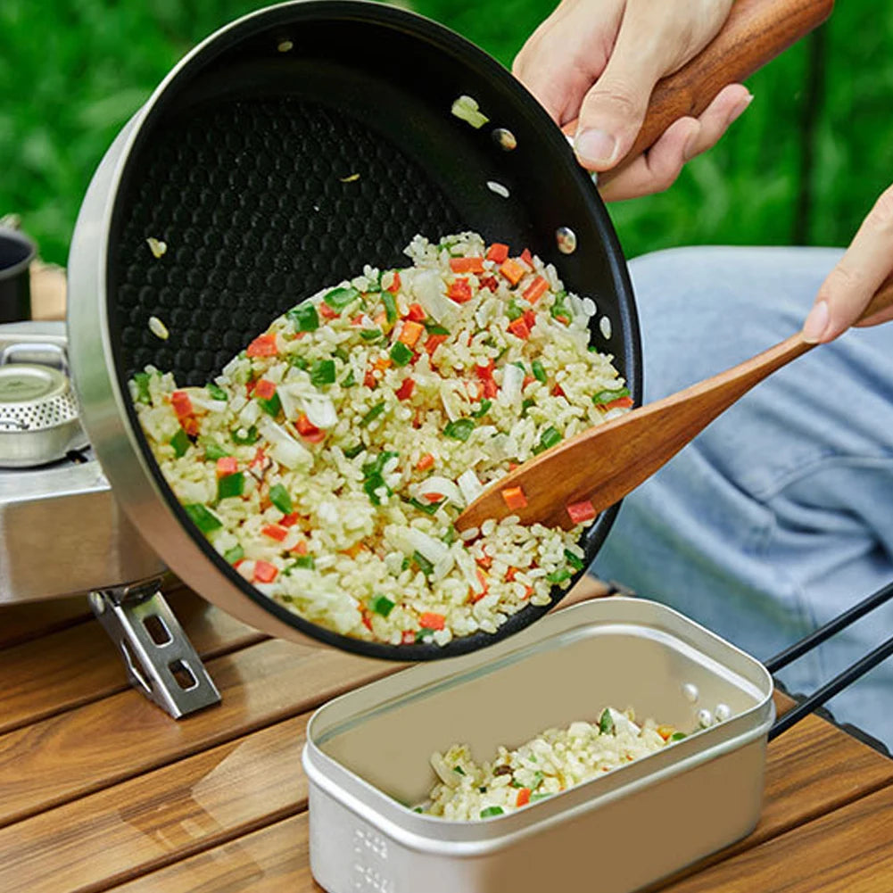 Outdoor Camping Frying Pan Nonstick Coating Breakfast Egg Pancake Pot Stainless Steel Portable Cooking Pan for Outdoor Hiking