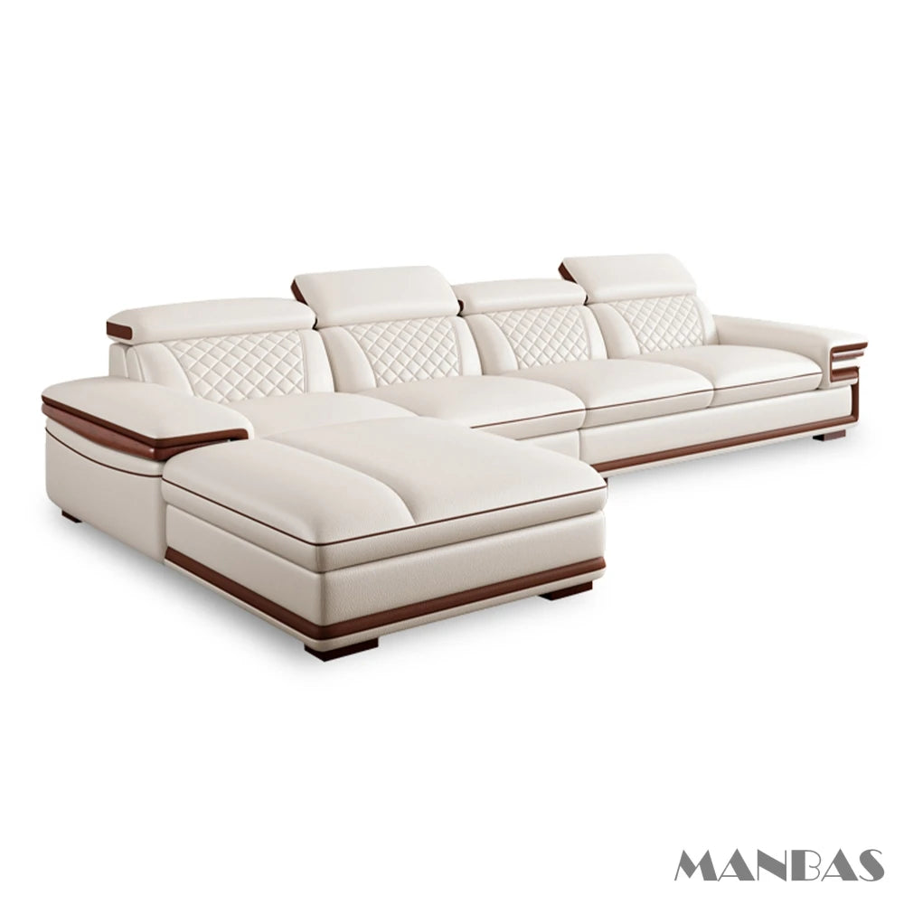 MINGDIBAO Premium Italian Genuine Leather Sofa Set with Bluetooth