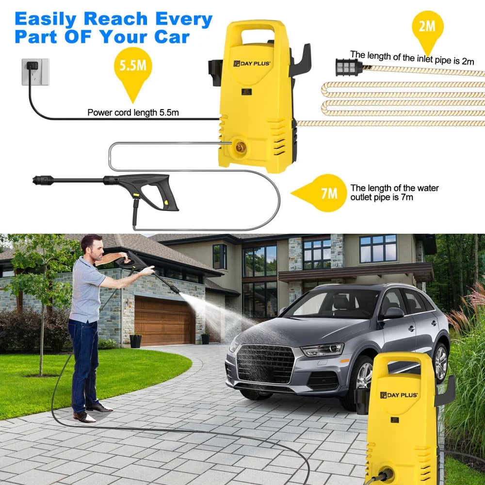 5000 Watt Electric High Pressure Washer 350 Bar 5000 PSI Quick Power Jet with 5 Liter per Minute Flow Rate for Terraces Gardens and Camping Cars
