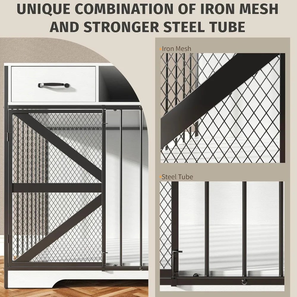 Dog Crate Furniture Heavy Duty Wooden TV Stand with 2 Drawers