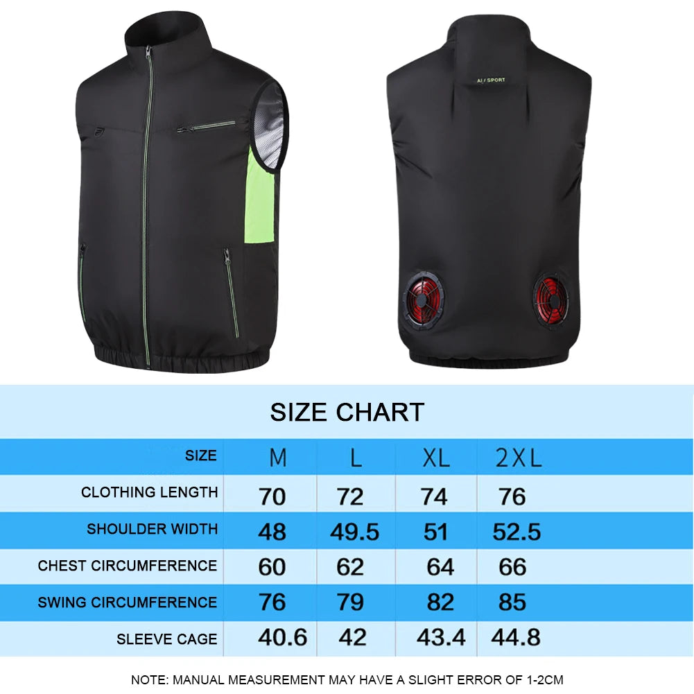Wearable Cooling Vest Heat Resistant Air Conditioner Clothes Breathable Cooling Fan Vest for Summer Camping Fishing Hiking Work