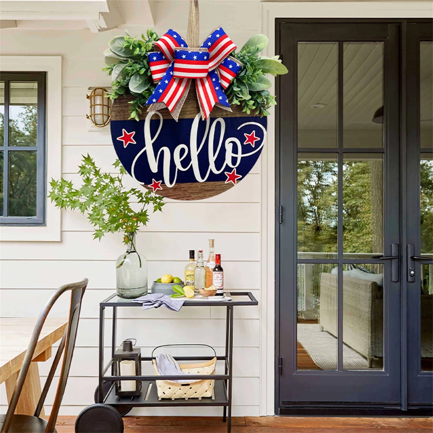 Hign Concerned Patriotic Wooden Welcome Sign For Porch