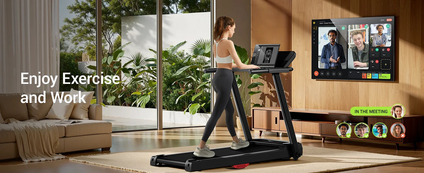 3.0HP Brushless Foldable Treadmill for Home Use 300LB Capacity with Heart Rate Monitor and Dual Shock Absorption