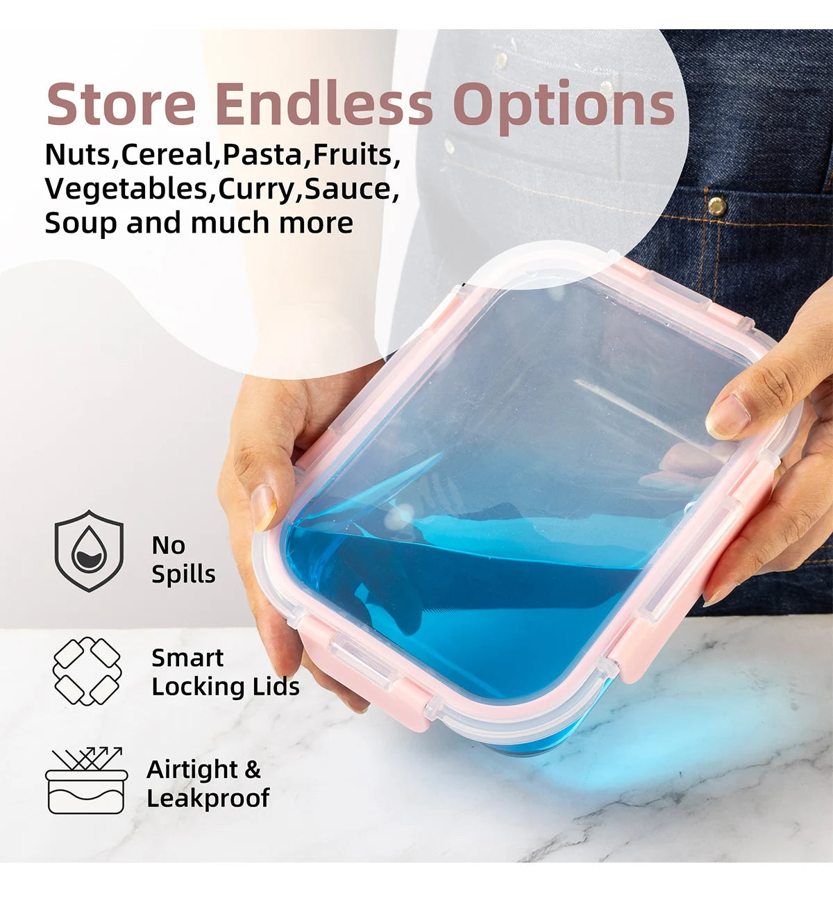 16 Piece Glass Food Storage Containers Set Leakproof Airtight BPA Free Microwave Oven Safe Stackable Kitchen Organizers
