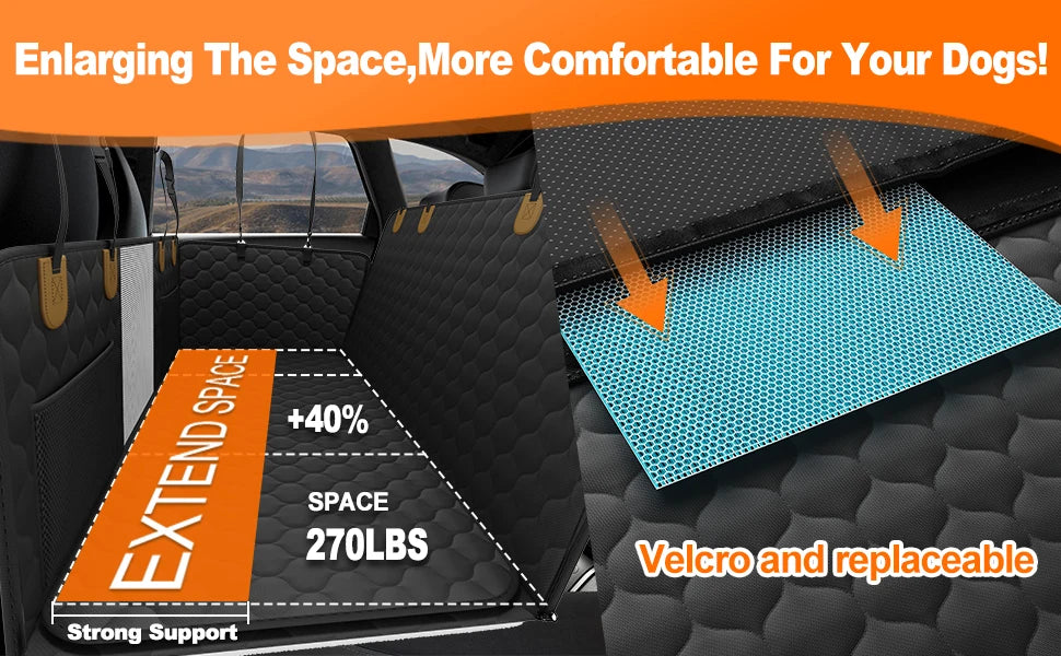 Waterproof Foldable Dog Car Seat Safety Hammock Trunk Mat Rear Back Seat Protector Breathable Pet Travel Accessory