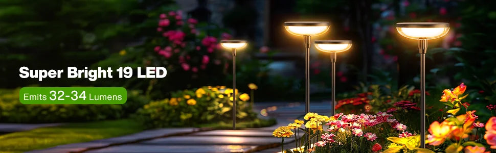 6 Pack Solar Garden Path Lights 40 Lumens 14 Hours 31 Inch Tall Auto On Off for Yard Patio Path Lawn