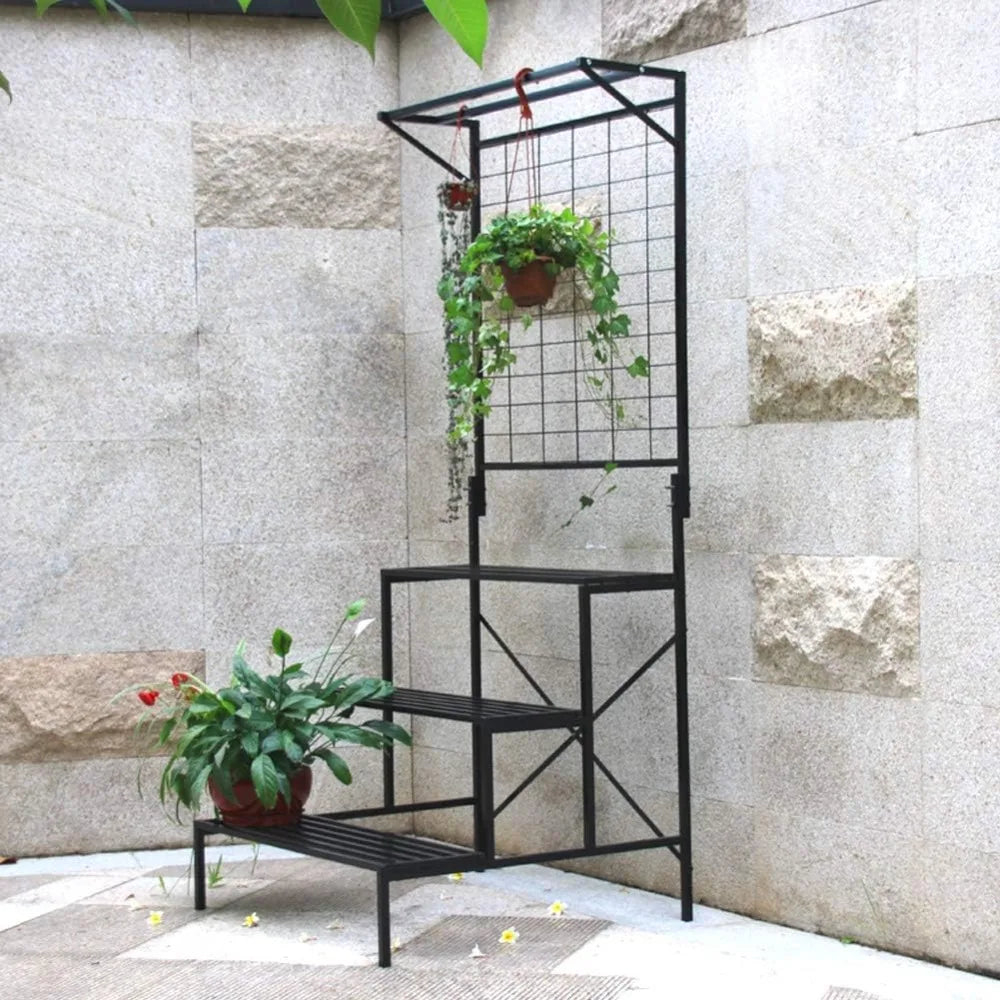 Zhongma 3-Tier Large Plant Stand Heavy Duty Hanging Pot Shelf Tall Multi-Layer Holder with Dimensions 35.43 X 33.27 X 78.74