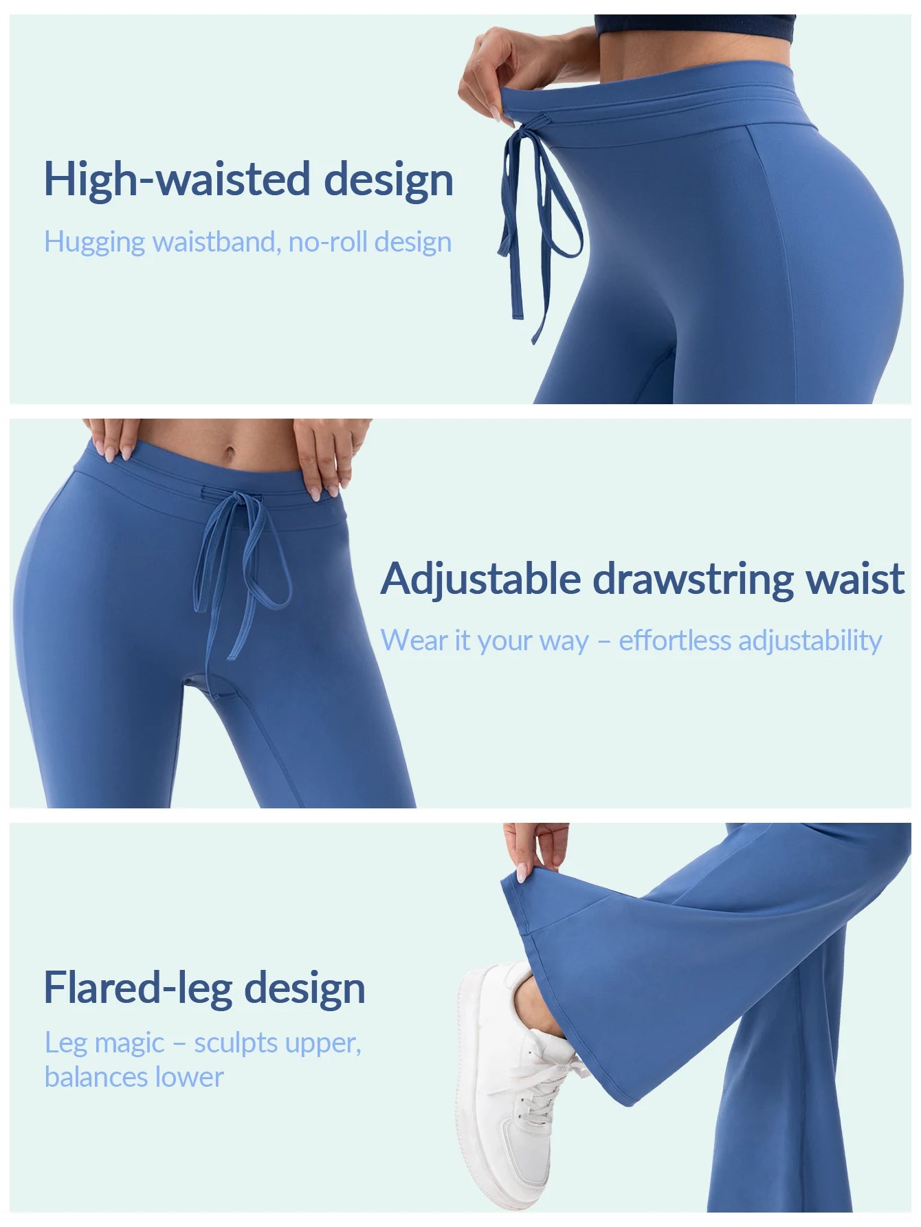 Heart And Home Yoga Flare Leg Pants Set Breathable Flex