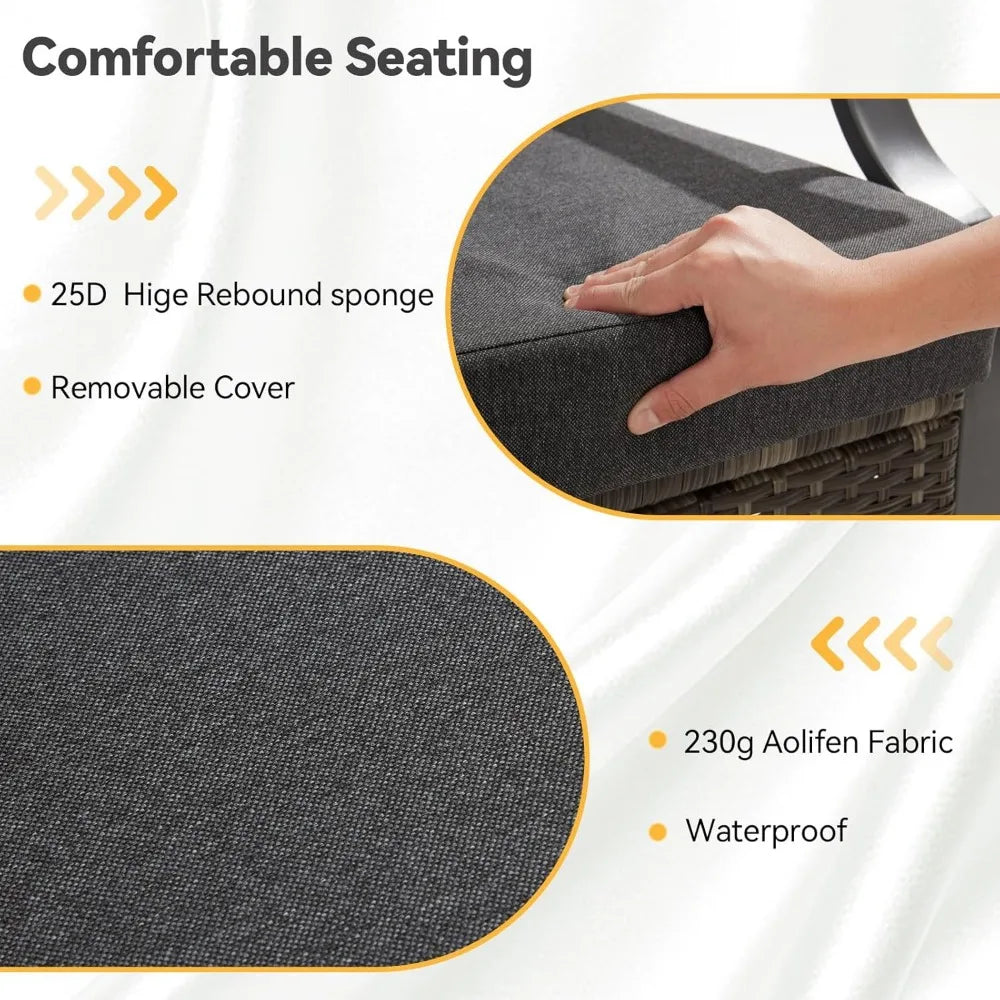 7 Pieces Metal Patio Furniture Set Outdoor Conversation Set Sectional Sofa with Swivel Chairs for Garden Deck Backyard