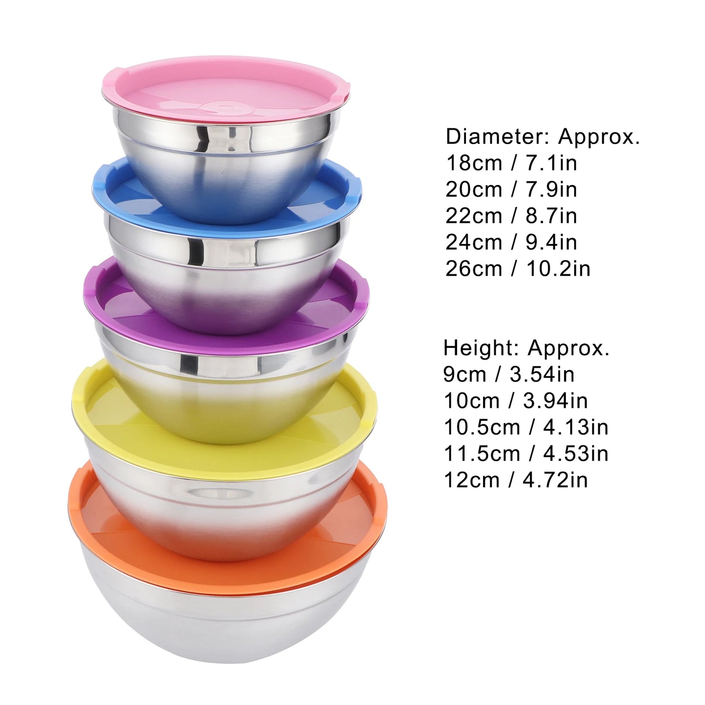 Stainless Steel Mixing Bowl Set with Lids Food Storage Containers for Kitchen Cookware