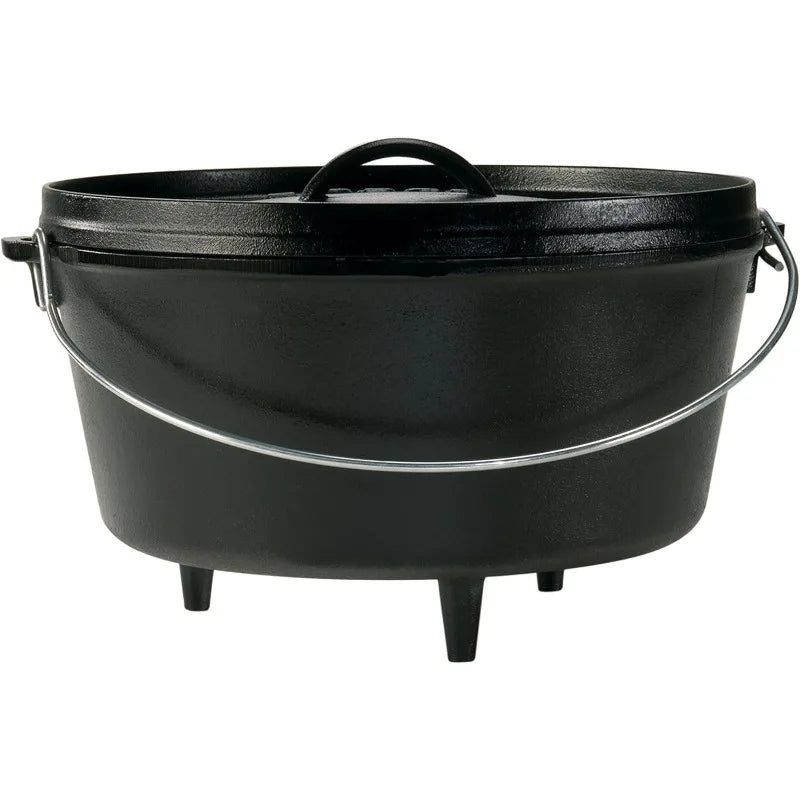 Lodge 8 Quart Pre-Seasoned Cast Iron Camp Dutch Oven with Lid Dual Handles for Oven And Stove Use