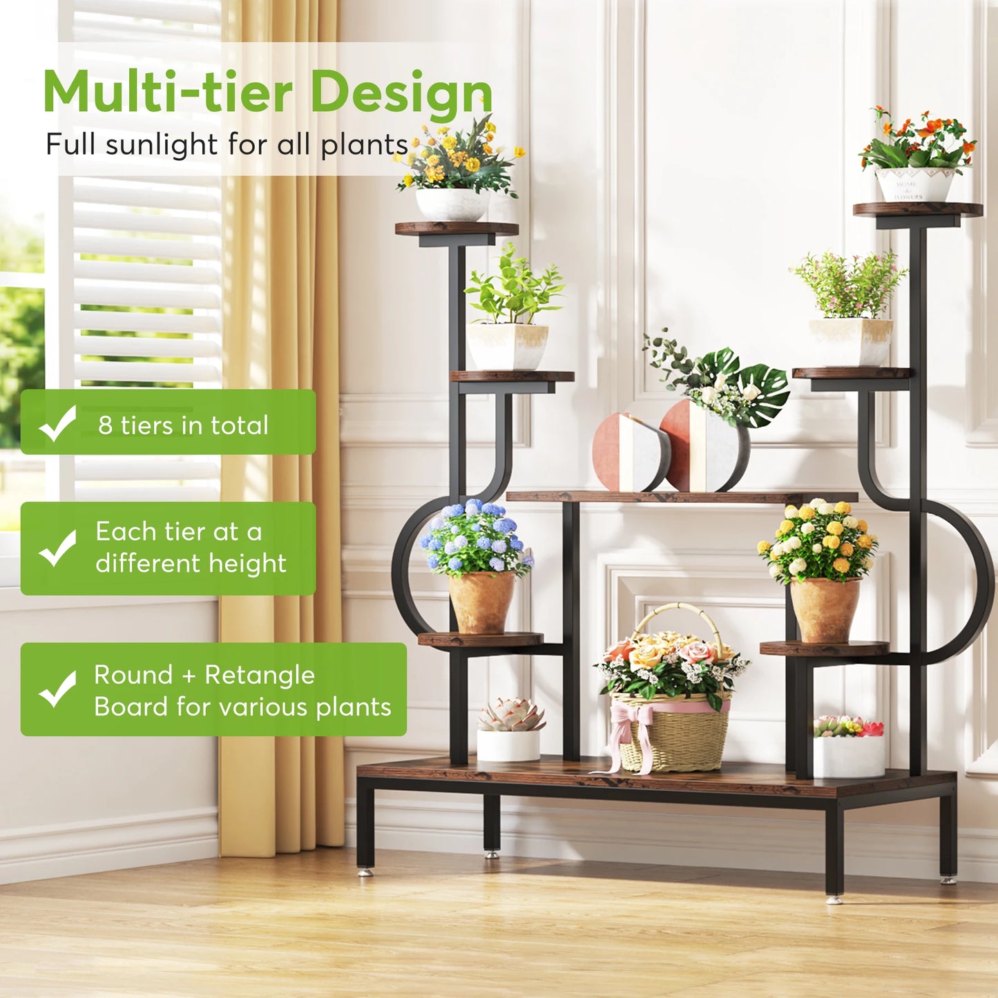 Tribesigns 8 Tier Metal Plant Stand Large Shelf For Plants