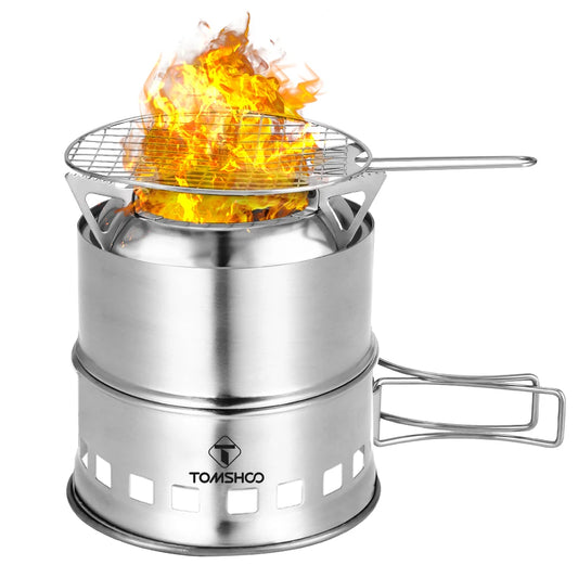 Compact Portable Folding Windproof Wood Burning Stainless Steel Alcohol Stove for Outdoor Camping Hiking and Picnic