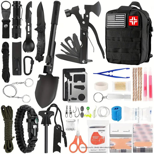 Multifunctional Camping Survival Tool Set Emergency Outdoor Supplies First Aid Kit Self Defense Equipment for Adventures