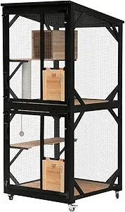 4-Tier Cat Catio Outdoor Enclosure 70.9'H with Removable Floor Scratching Post Sisal Balcony Large Patio Cat House by ZHIYONG