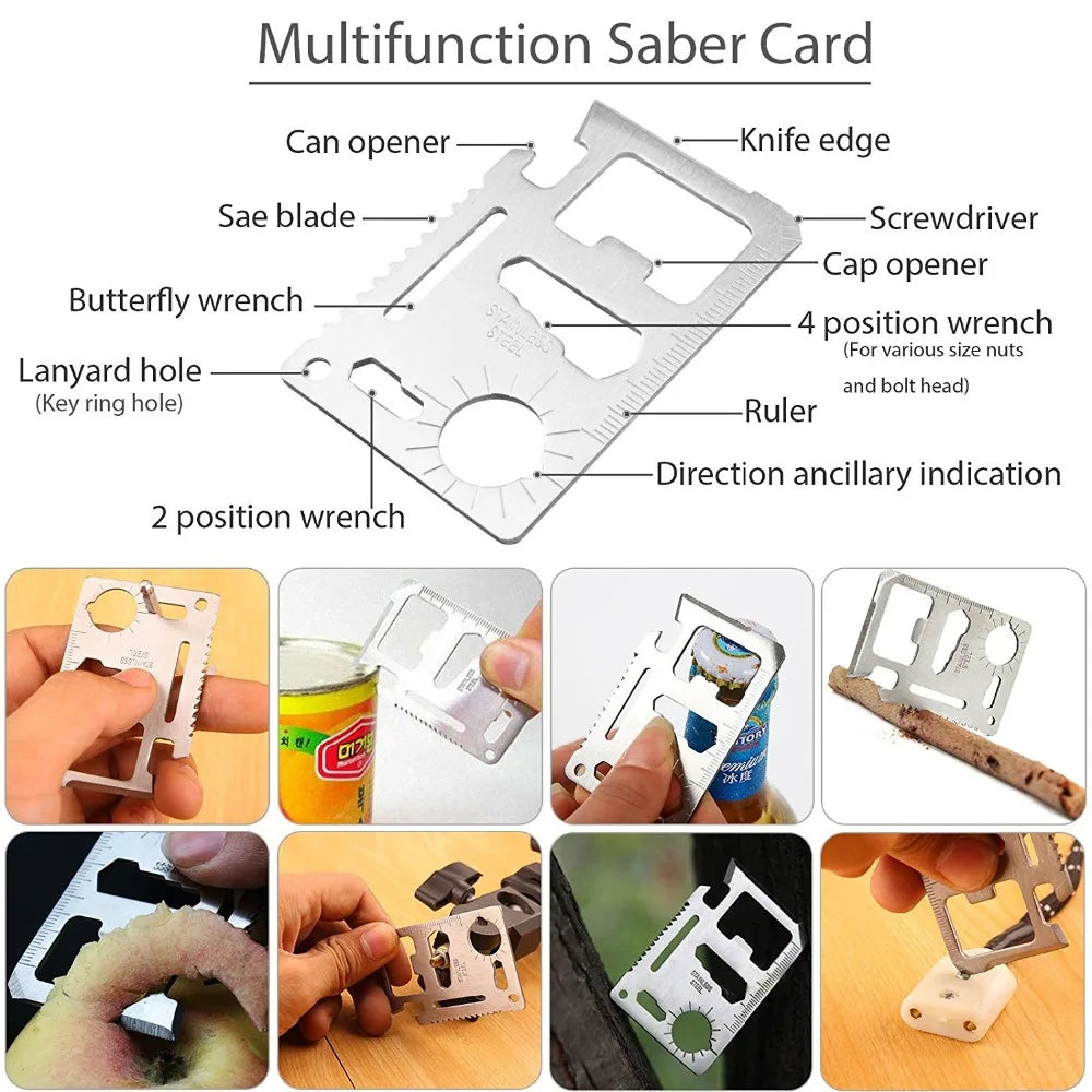 14pcs Multifunctional Camping Survival Kit with Compass Wilderness First Aid SOS Emergency Supplies Outdoor Equipment