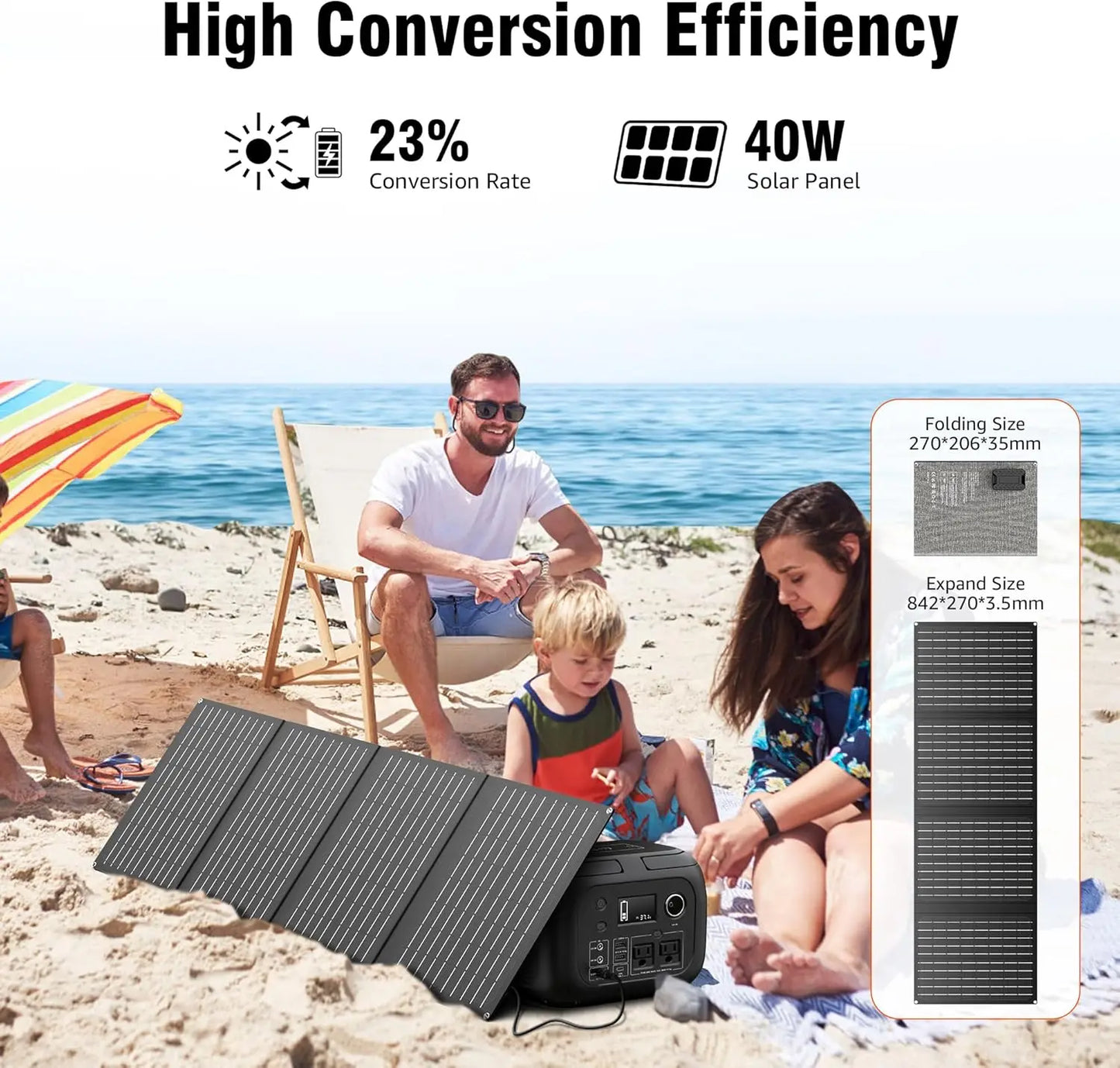 300W 260Wh Portable Power Station with Solar Panels 40W Solar Generator for Camping RV Travel