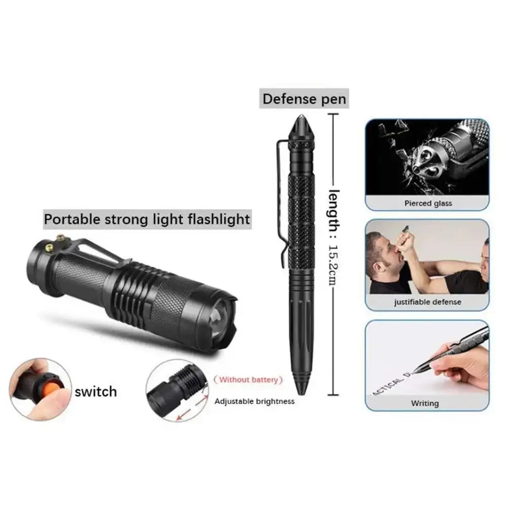 14pcs Multifunctional Camping Survival Kit with Compass Wilderness First Aid SOS Emergency Supplies Outdoor Equipment