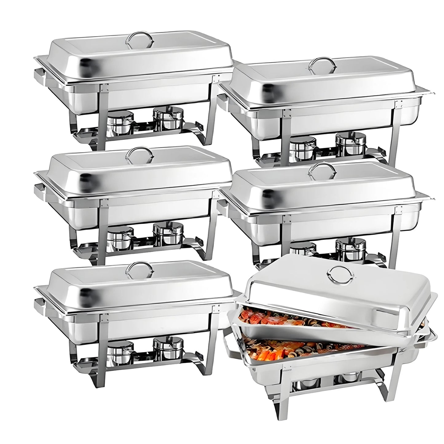 8QT Chafing Dish Buffet Set Stainless Steel Food Warmer Kit with Lids & Holders 2/4/6 Pack for Restaurant Catering Parties Weddings