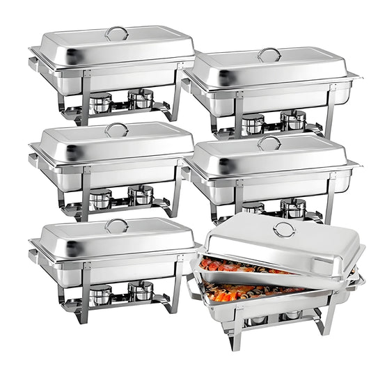 8QT Chafing Dish Buffet Set Stainless Steel Food Warmer Kit with Lids & Holders 2/4/6 Pack for Restaurant Catering Parties Weddings