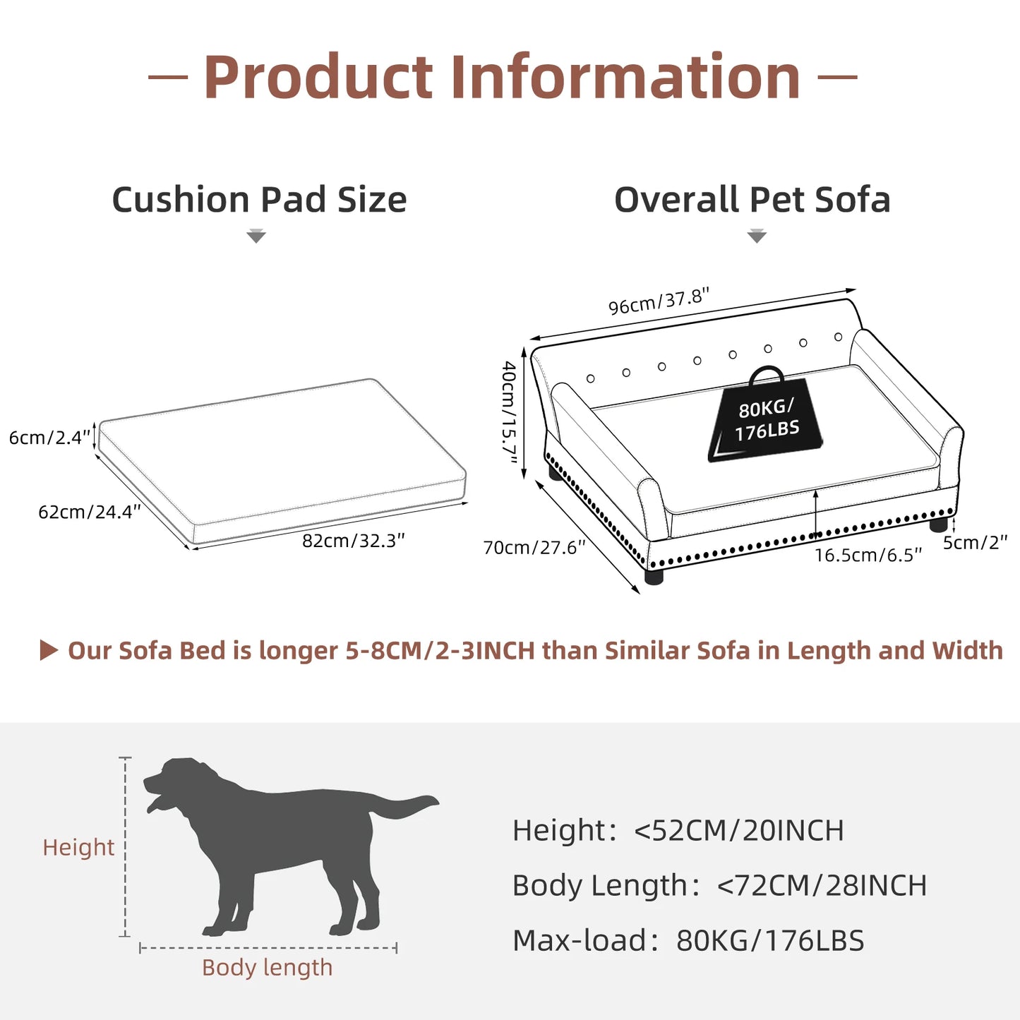 Heavy Duty Raised Dog Bed Sofa Large Cushioned Pet Couch Soft Microfiber Silicone Leather Velboa Covered Lounge for Cats And Puppies