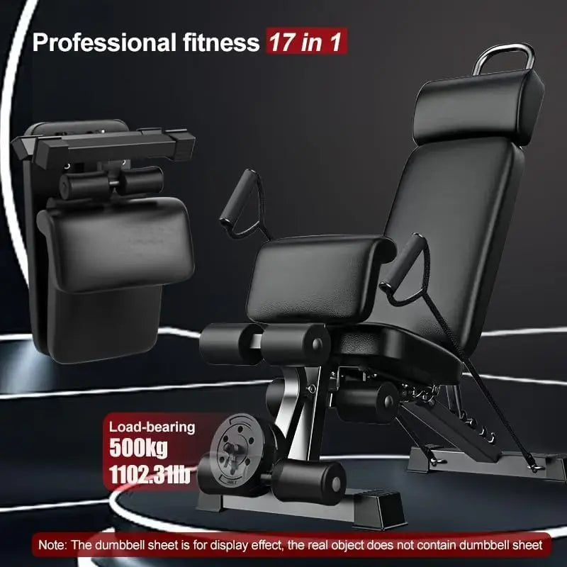 Adjustable 17 in 1 Multifunctional Dumbbell Stool Sit Up Bench with Foldable Backrest 500kg Capacity Home Gym Equipment