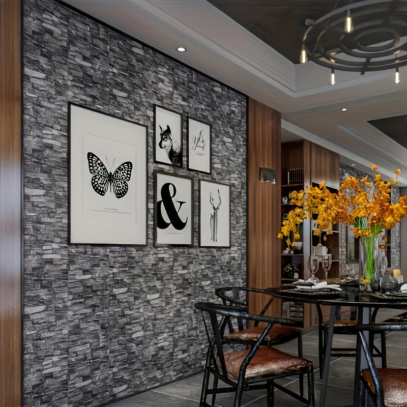 100/200Pcs 3D Wall Tile Stickers Brick Pattern Foam Self-Adhesive Waterproof Ceiling Decor Easy Apply for Moisture Proof