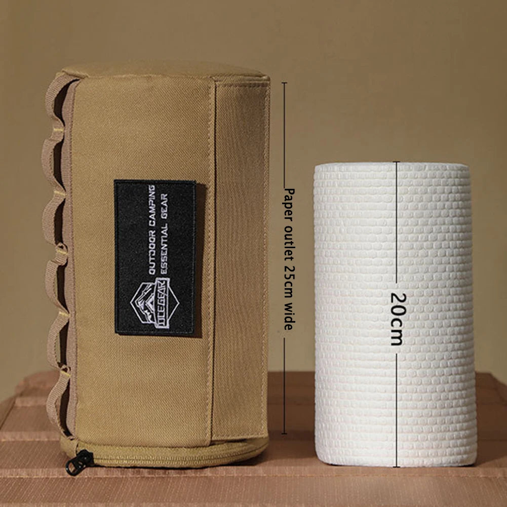 Outdoor Tissue Case Portable Roll Paper Storage Holder Polyester Waterproof Hanging Napkin Holder for Picnic Camping Hiking