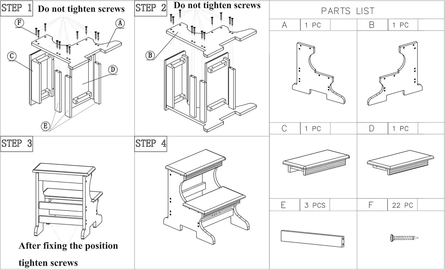 Home Furnishing Crestside 2 Step Wood Step Stool with Storage