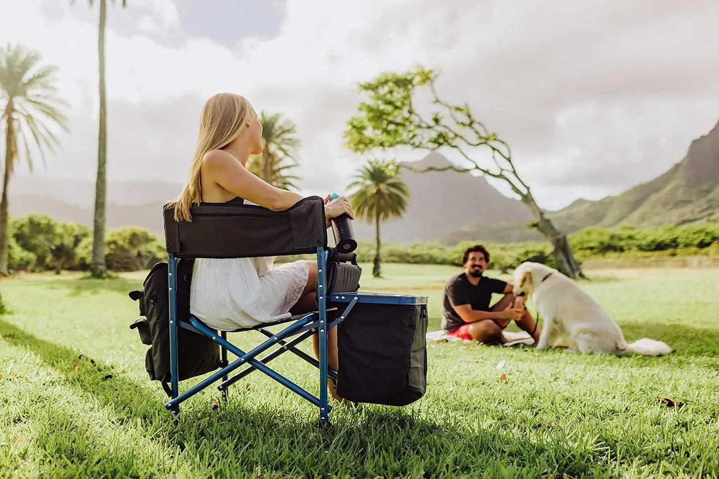 Fusion Camping Chair with Side Table And Soft Cooler by PICNIC TIME Outdoor Foldable Padded Chair with Cup Holder for Picnics And Camping