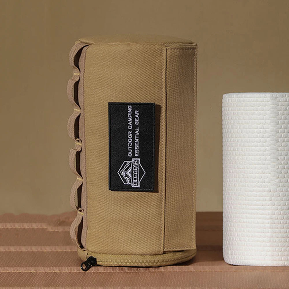 Outdoor Tissue Case Portable Roll Paper Storage Holder Polyester Waterproof Hanging Napkin Holder for Picnic Camping Hiking