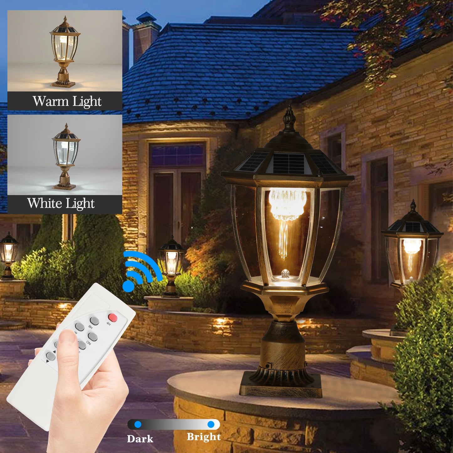 Vintage Solar LED Post Light, Waterproof Outdoor Garden Lamp with Automatic On/Off (2-pack)