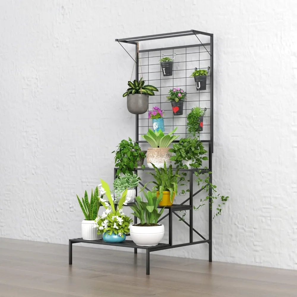 Zhongma 3-Tier Large Plant Stand Heavy Duty Hanging Pot Shelf Tall Multi-Layer Holder with Dimensions 35.43 X 33.27 X 78.74