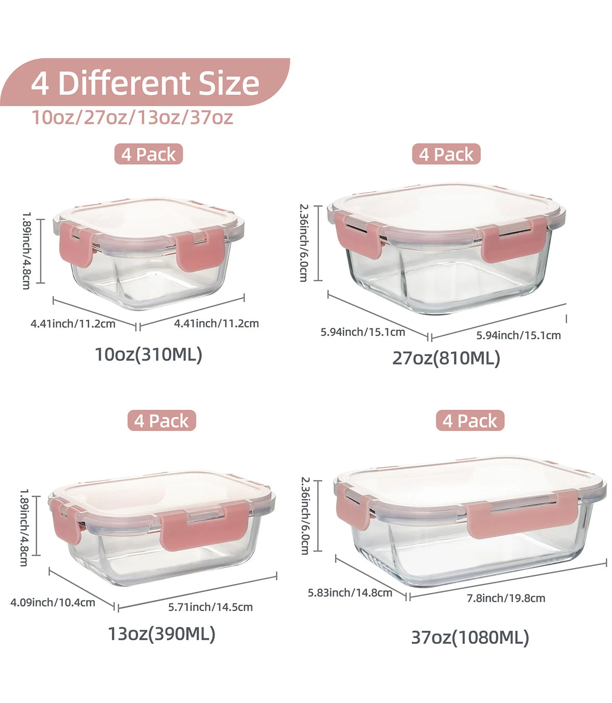 16 Piece Glass Food Storage Containers Set Leakproof Airtight BPA Free Microwave Oven Safe Stackable Kitchen Organizers