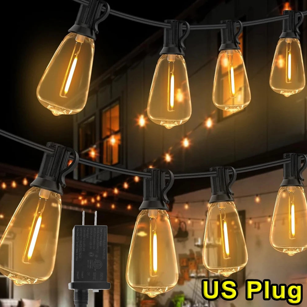 ST38 String Lights Outdoor 28FT 1/2/3 Pack with US Plug 10+1 LED Patio Fairy Garden Lamps for Home Xmas New Year Party Halloween